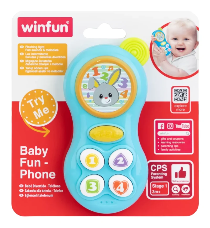 Telefon pentru bebeluși albastru – Winfun, 3 luni+