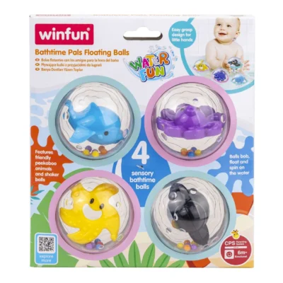 Set Water Fun cu 4 bile senzoriale pentru baie – Winfun, 6 luni+