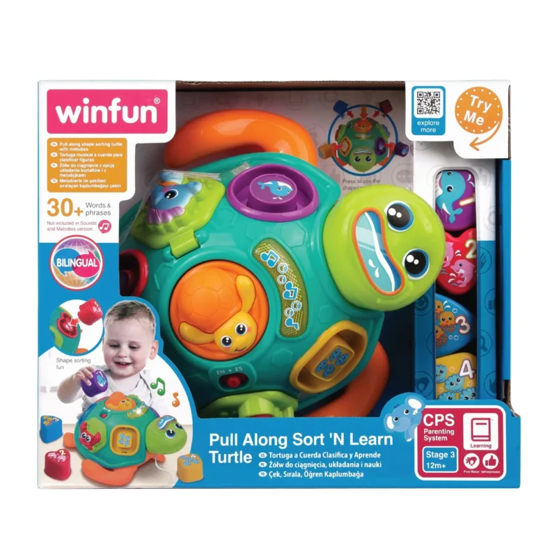 Jucărie de tras țestoasă cu forme – Winfun, 1 an+