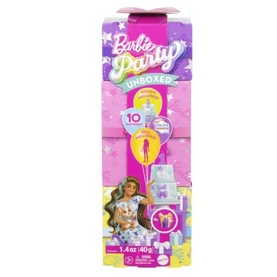 Barbie Păpușă Party Unboxed Reveal Brunetă