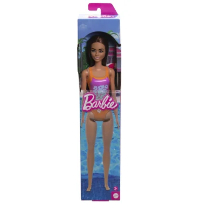 Păpușă Barbie Brunetă cu Costum de Baie Inflorat
