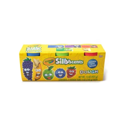 Set 3 borcănașe plastilină parfumată Crayola Silly Scents, 142 g, 2 ani+