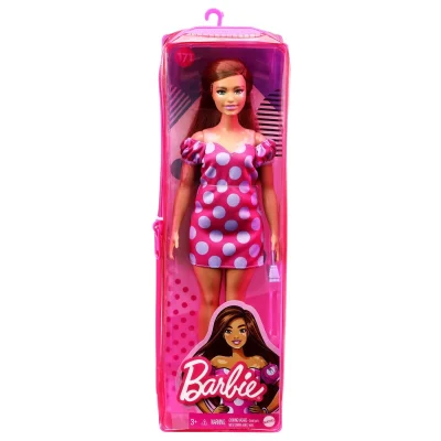 Păpușă Barbie Fashionista Satena cu Rochie Roz cu Buline