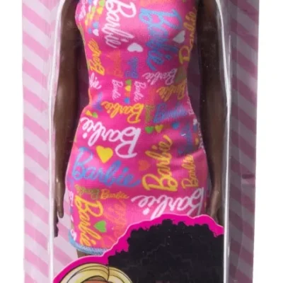 Păpușă Barbie Creola cu Păr Afro Si cu Rochiță Roz