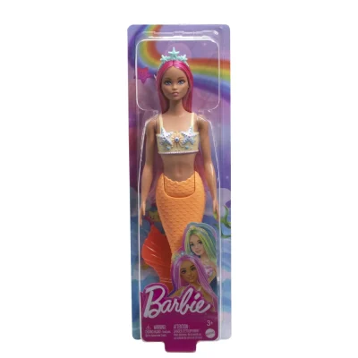 Barbie Dreamtropia Păpușă Sirenă cu Părul Roz Si Coada Portocalie