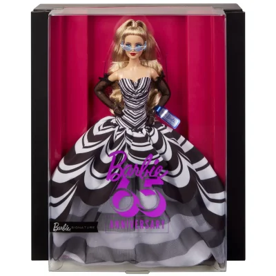 Barbie Signature Aniversare 65 Ani Păpușă Barbie cu Rochie de Bal Alb Negru