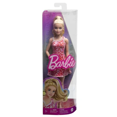 Barbie Păpușă Barbie Fashionista Blondă cu Părul Prins în Coada Si Rochie cu Floricele
