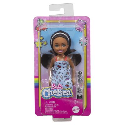 Barbie Păpușă Chelsea Creola cu Păr Saten Si Rochiță Albastra