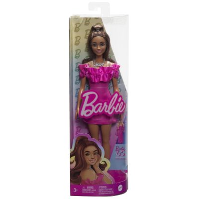 Păpușă Barbie Fashionista Satena cu Rochie Roz