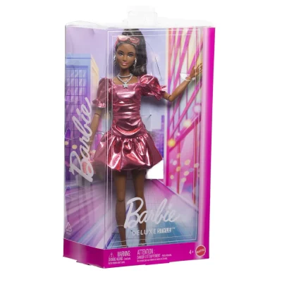 Barbie Deluxe Style Păpușă Barbie Rochie Roz Metalizat Coral