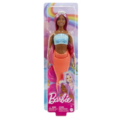 Barbie Dreamtropia Păpușă Sirenă cu Păr Magenta Si Coada Portocalie